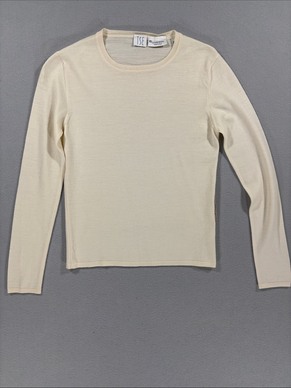 TSE Lightweight superfine wool Cream Long-Sleeve Crewneck Italy XS